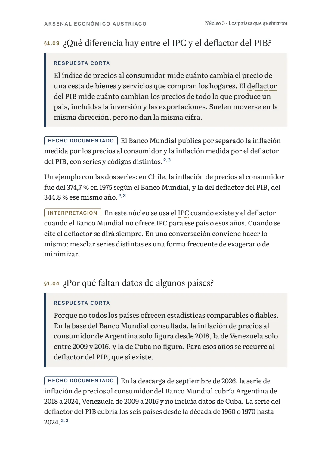 Página del núcleo 3 sobre cómo leer los datos de un caso