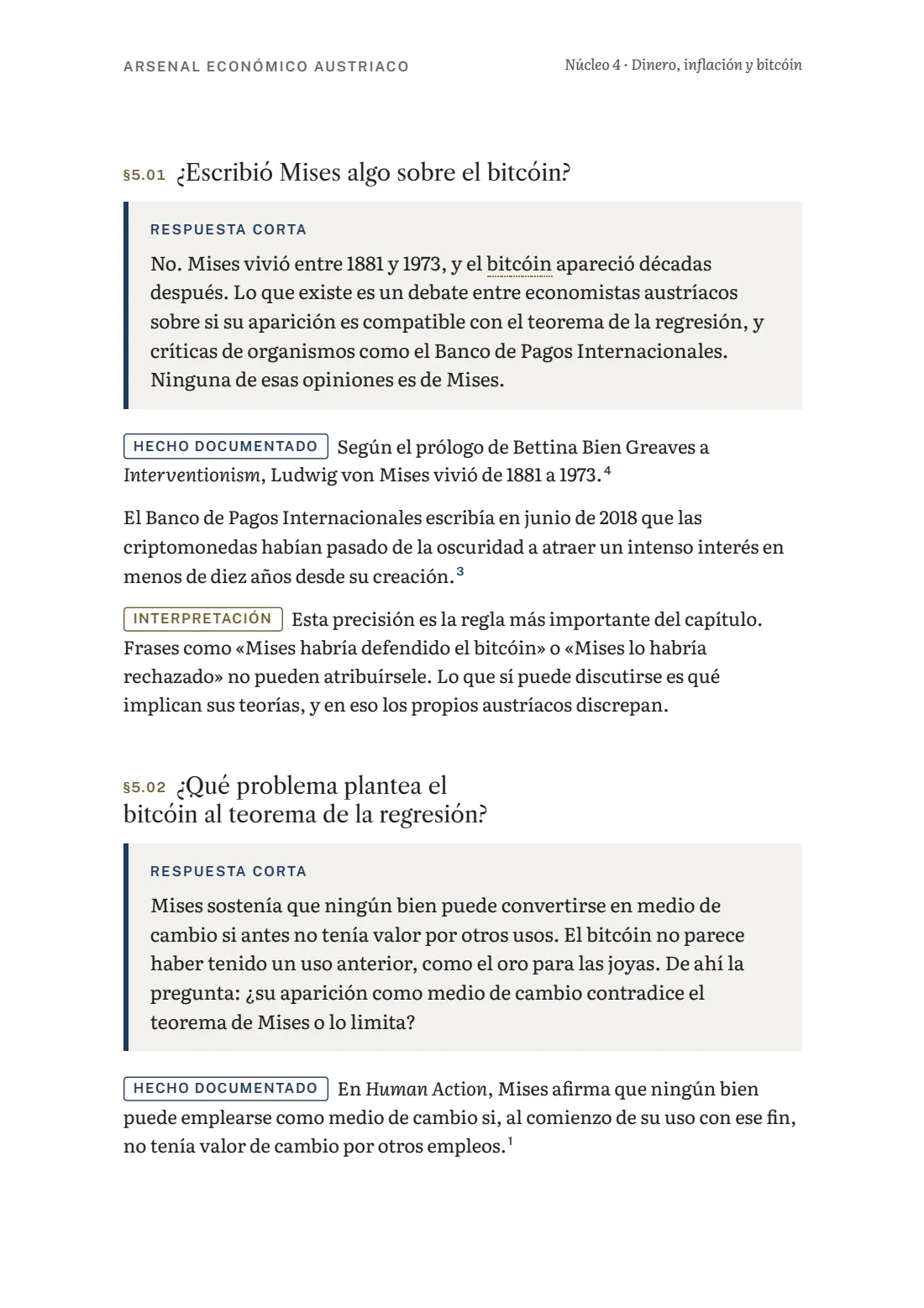 Página del núcleo 4 sobre lo que Mises no escribió acerca del bitcóin